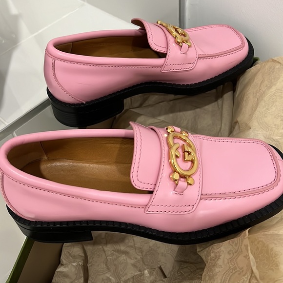 Gucci Interlocking G Leather loafers -sugar pink 391/2 pre own - Picture 5 of 16